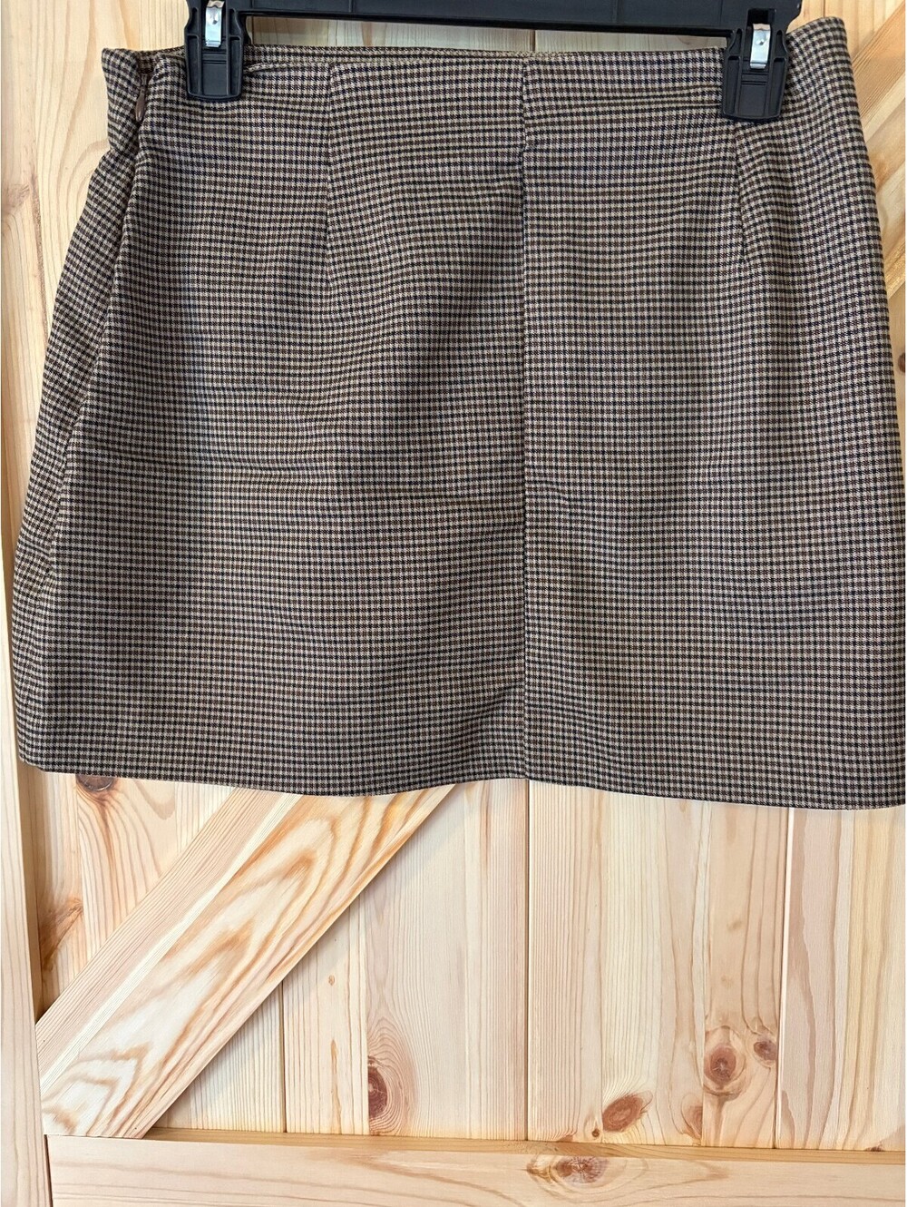 a new day Women's Brown Mini Skirt Size 4 Houndstooth Pattern